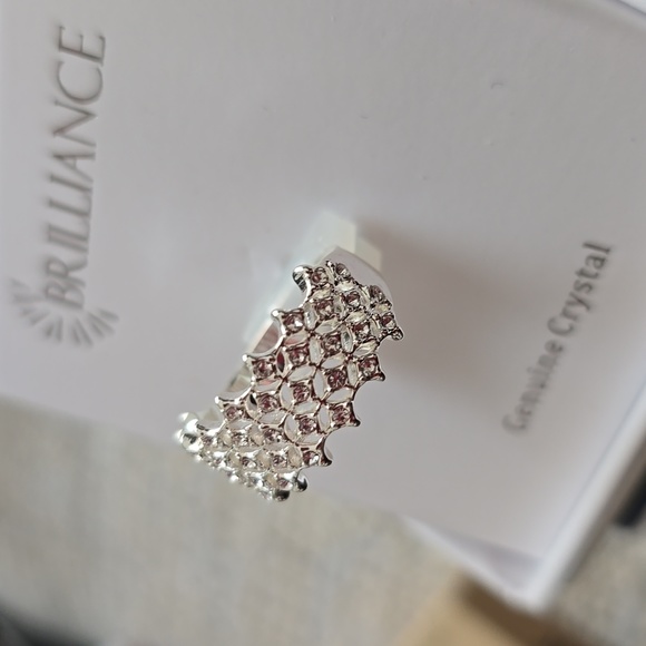 BRILLANCE BRAND WOMENS SILVER "GENUINE CRYSTAL" FASHION RING SIZE 7 - Picture 7 of 11